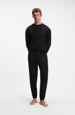 Logo-embroidered cotton sweatshirt with satin piping, Black