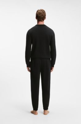 Logo-embroidered cotton sweatshirt with satin piping, Black