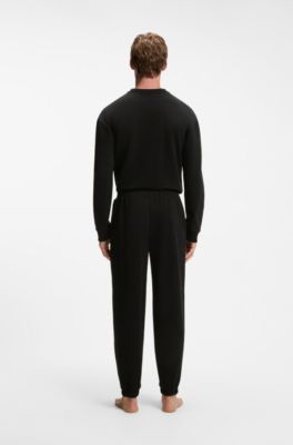 Pantalones homewear de algod&oacute;n con logo bordado, Negro