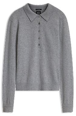 Jersey tipo polo de cashmere puro