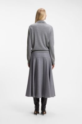 Jersey tipo polo de cashmere puro, Gris claro