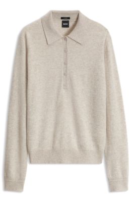 Pure cashmere polo sweater, White