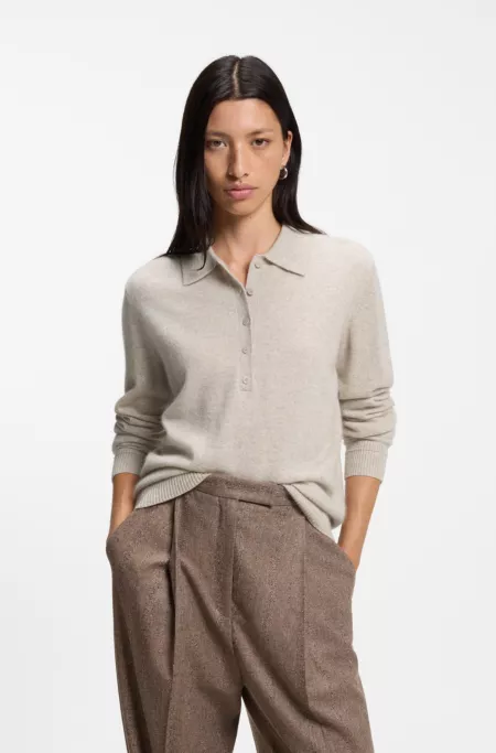 Pure cashmere polo sweater