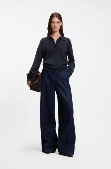 Pure cashmere polo sweater