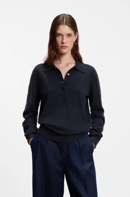 Pure cashmere polo sweater