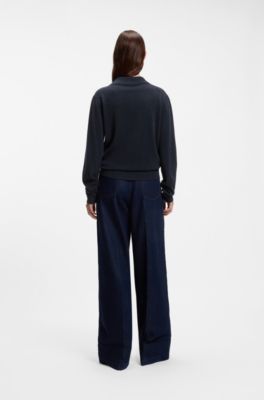 Pure cashmere polo sweater, Dark Blue