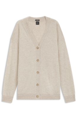 Relaxed-fit cardigan in cashmere, White