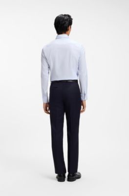 Camisa slim fit de algod&oacute;n el&aacute;stico estructurado de planchado f&aacute;cil, Celeste