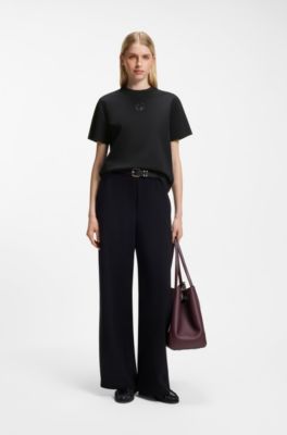 Camiseta de algod&oacute;n mercerizado con monograma Double B bordado con lentejuelas, Negro