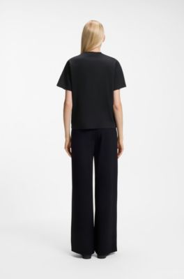 Camiseta de algod&oacute;n mercerizado con monograma Double B bordado con lentejuelas, Negro