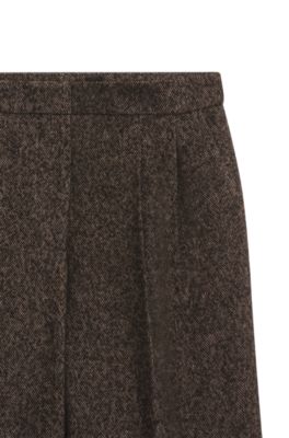 Pantalones de pernera ancha con tejido de espiga en mezcla de lana, Fantas&iacute;a