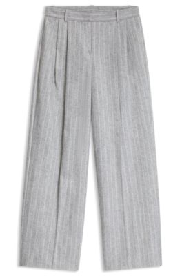 Pantalon large en flanelle &agrave; rayures tennis, Fantaisie