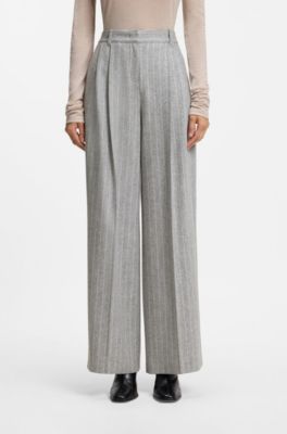 Pantalon large en flanelle &agrave; rayures tennis, Fantaisie