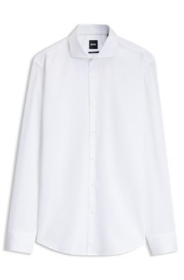 Regular-fit shirt in striped cotton, White
