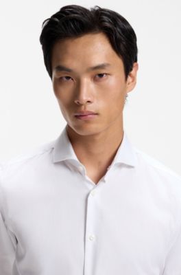 Regular-fit shirt in striped cotton, White