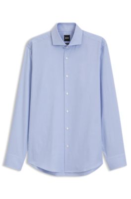 Regular-fit shirt in structured cotton, Light Blue