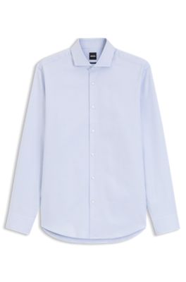 Chemise d'affaires Regular en coton structur&eacute;, bleu clair