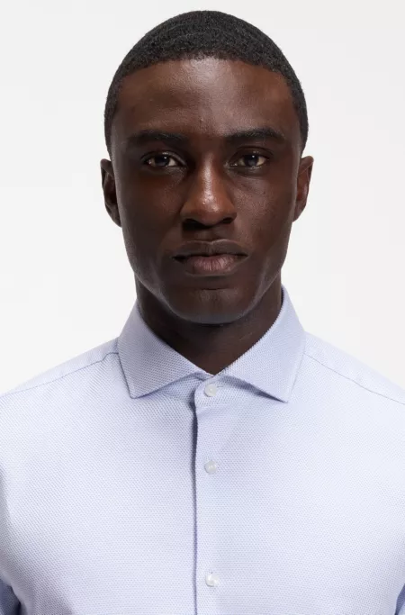 Regular-fit dress shirt in structured cotton