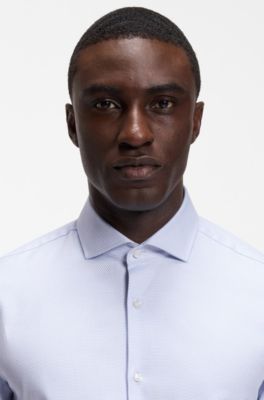 Chemise d'affaires Regular en coton structur&eacute;, bleu clair