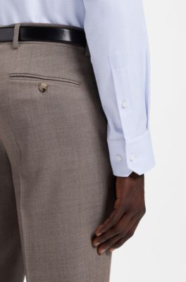 Chemise d'affaires Regular en coton structur&eacute;, bleu clair