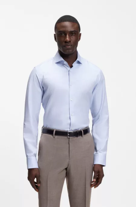 Regular-fit dress shirt in structured cotton