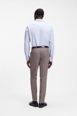 Chemise d'affaires Regular en coton structur&eacute;, bleu clair