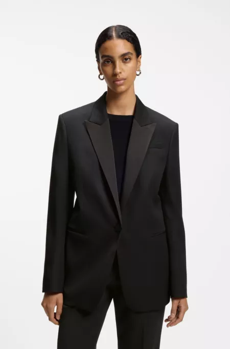 Regular-fit tuxedo blazer in virgin wool