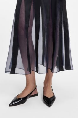 Satin slip skirt with transparent inserts, Dark Blue