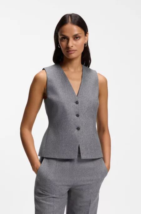 Slim-fit vest in melange flannel