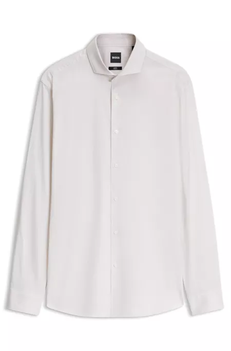 Slim-fit shirt in structured stretch cotton