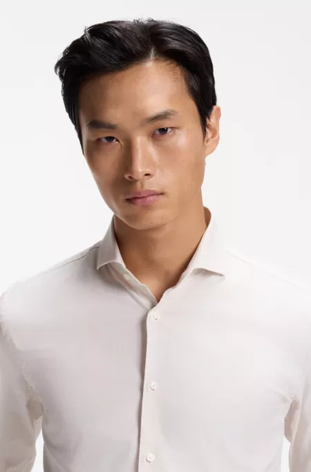 Slim-fit shirt in structured stretch cotton