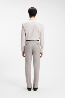 Camisa slim fit de algod&oacute;n el&aacute;stico con estructura, Beige claro