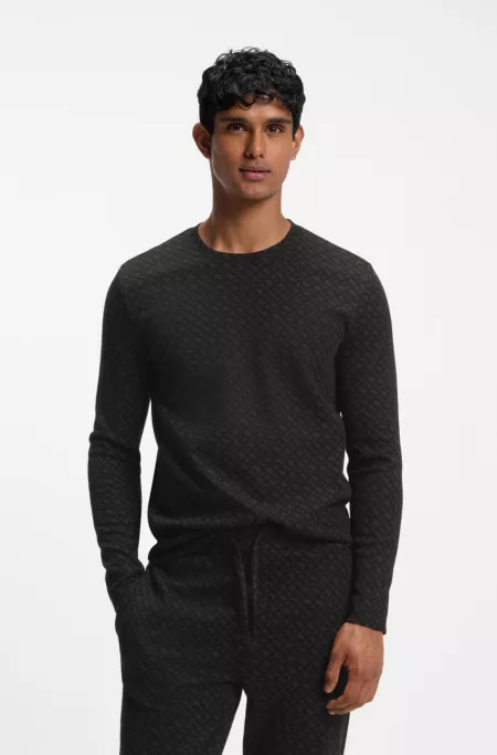 Pajama top in a waffle-textured cotton blend