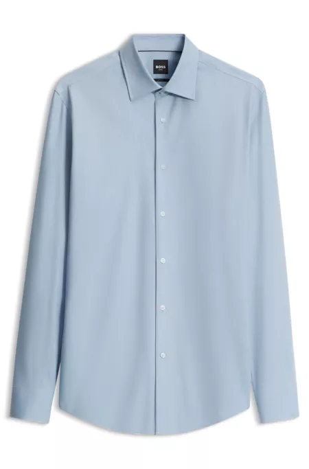Slim-fit shirt in cotton-blend flannel