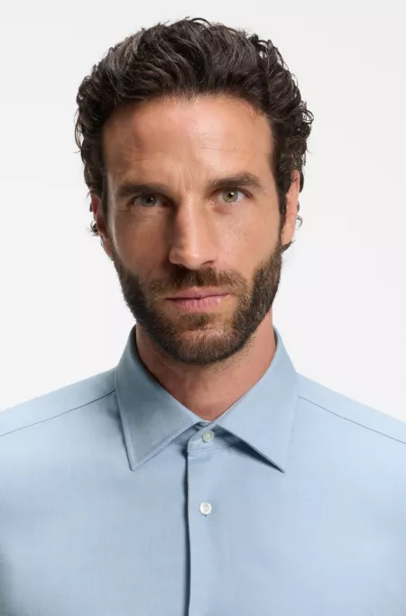 Slim-fit shirt in cotton-blend flannel