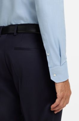 Slim-fit shirt in cotton-blend flannel, Light Blue