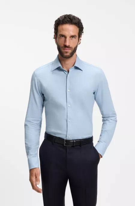 Slim-fit shirt in cotton-blend flannel