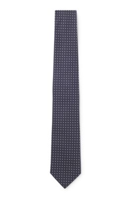 Silk jacquard tie with a micro pattern, Dark Blue