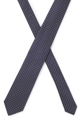 Silk jacquard tie with a micro pattern, Dark Blue