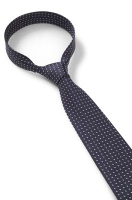 Corbata de jacquard de seda con micromotivo, Azul oscuro