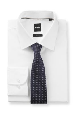 Silk jacquard tie with a micro pattern, Dark Blue