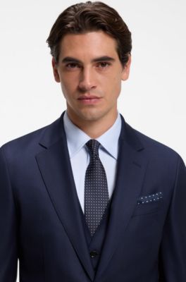 Silk jacquard tie with a micro pattern, Dark Blue