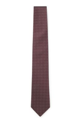 Corbata de jacquard de seda con micromotivo, Rojo oscuro