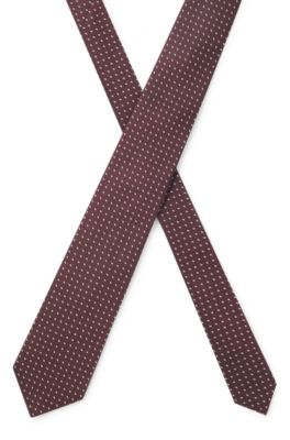 Silk jacquard tie with a micro pattern, Dark Red