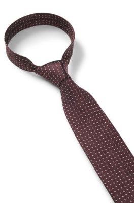 Corbata de jacquard de seda con micromotivo, Rojo oscuro