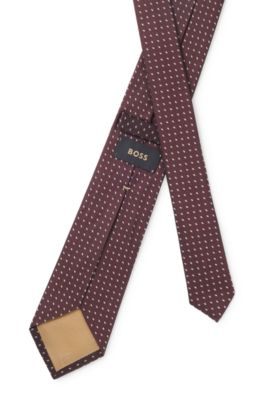 Corbata de jacquard de seda con micromotivo, Rojo oscuro