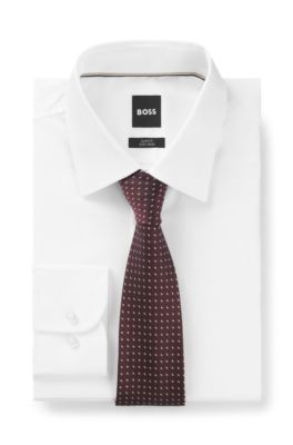 Silk jacquard tie with a micro pattern, Dark Red
