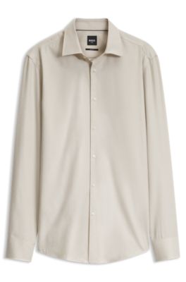 Camisa slim fit de franela de mezcla de algod&oacute;n estampada, Marr&oacute;n claro