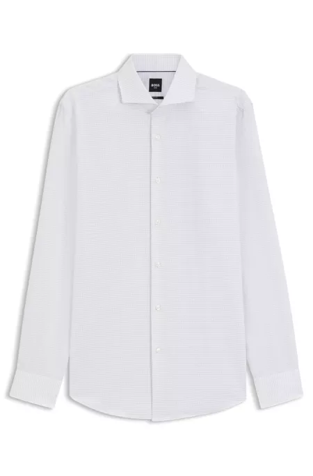 Slim-fit shirt in wrinkle-resistant structured cotton