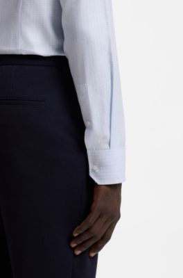 Slim-fit shirt in wrinkle-resistant structured cotton, Light Blue